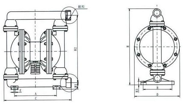 塑料气动隔膜泵安装尺寸