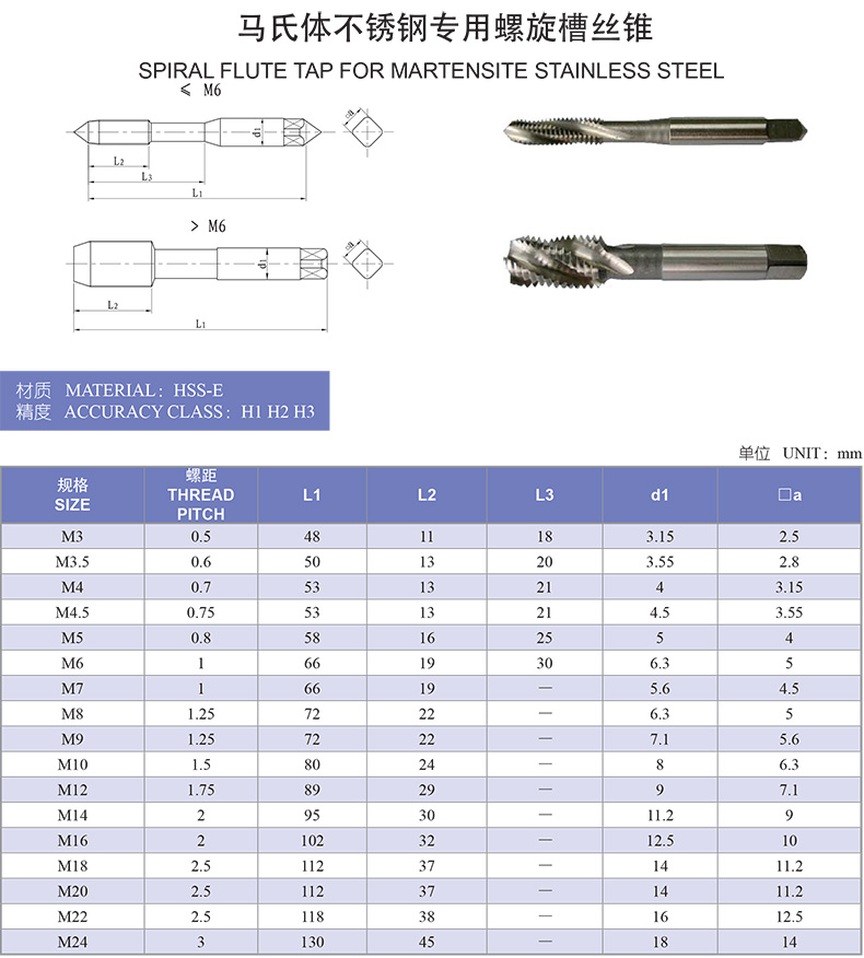 刀具 螺纹加工刀具 机用螺旋槽丝锥 上工 螺旋槽丝锥,m4(m4*0.