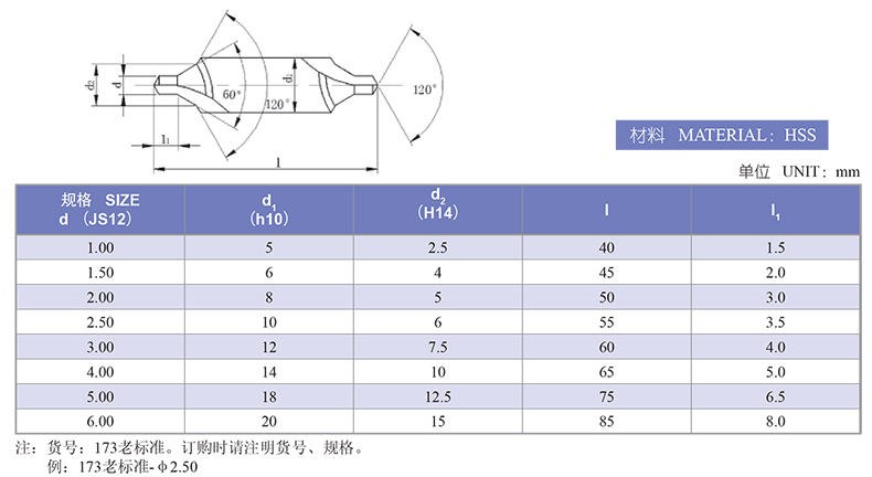 上工 中心钻,带护锥(老标),173*5.0mm
