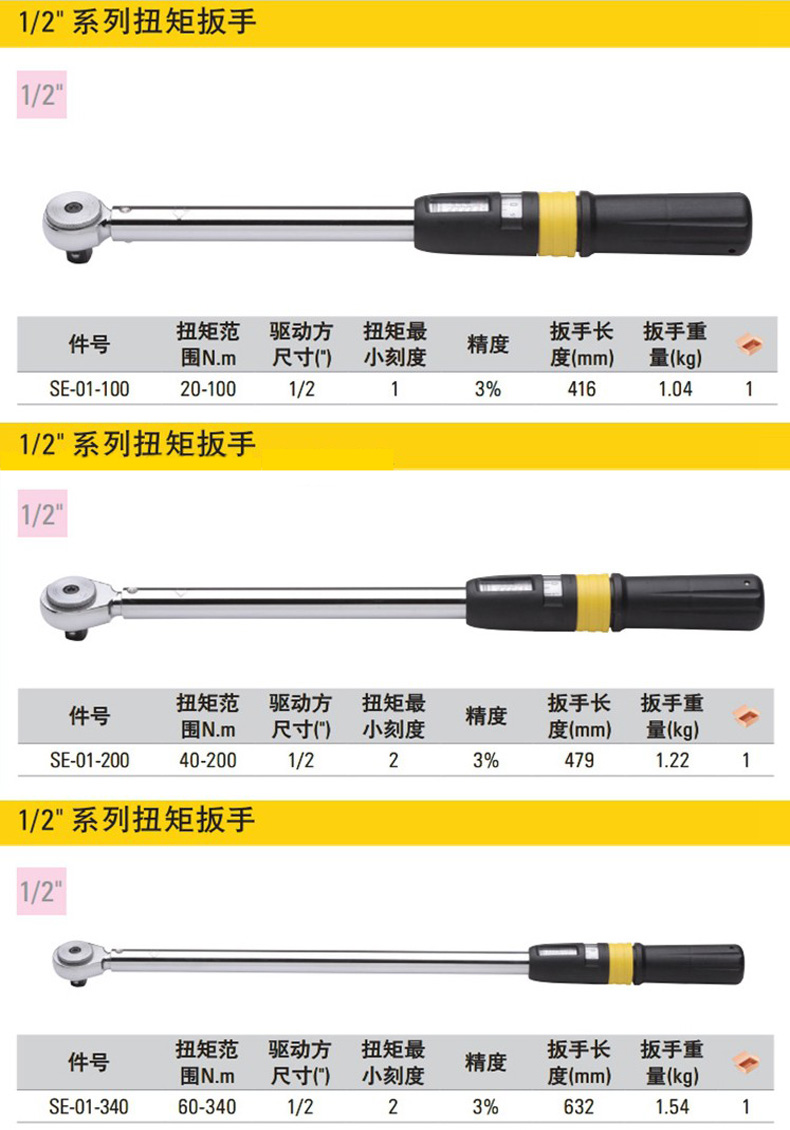 史丹利扭力扳手: 具有英制与公制两种测量单位,清晰易读的双标刻度线