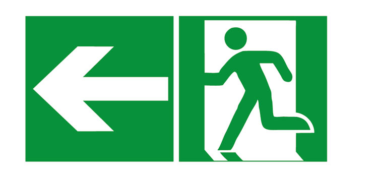 安全出口指示牌,向左,150*300mm,自发光,不干胶